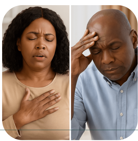 Woman holding chest in discomfort